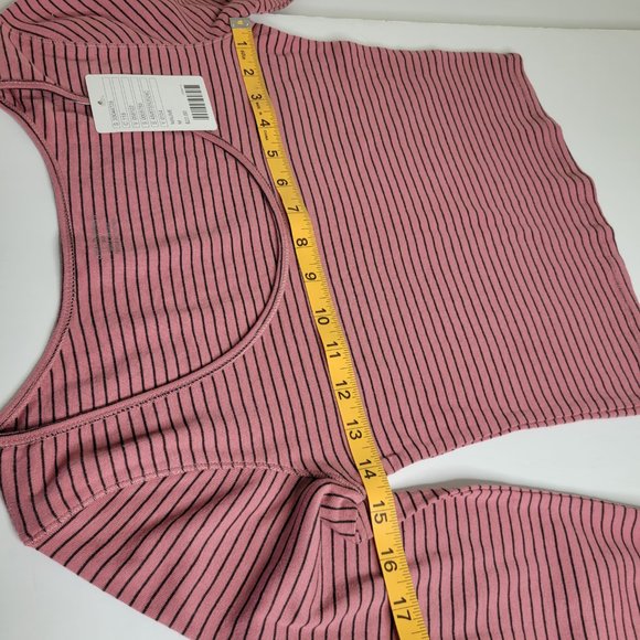 Urban Outfitters Long Sleeve Crop Top, Size M, Mauve Pink and Black Stripe, NWT - Picture 9 of 10